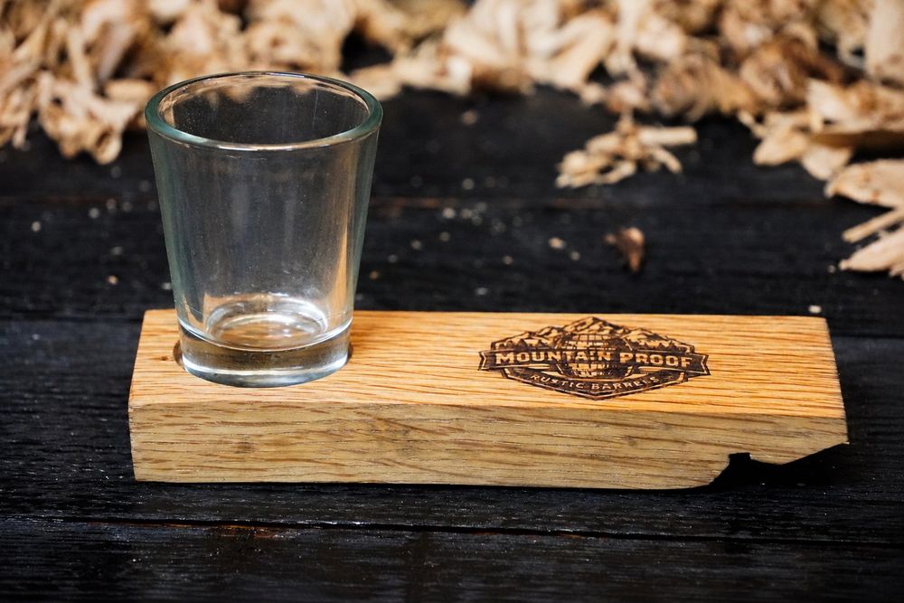 Shot glass server with one shot glass